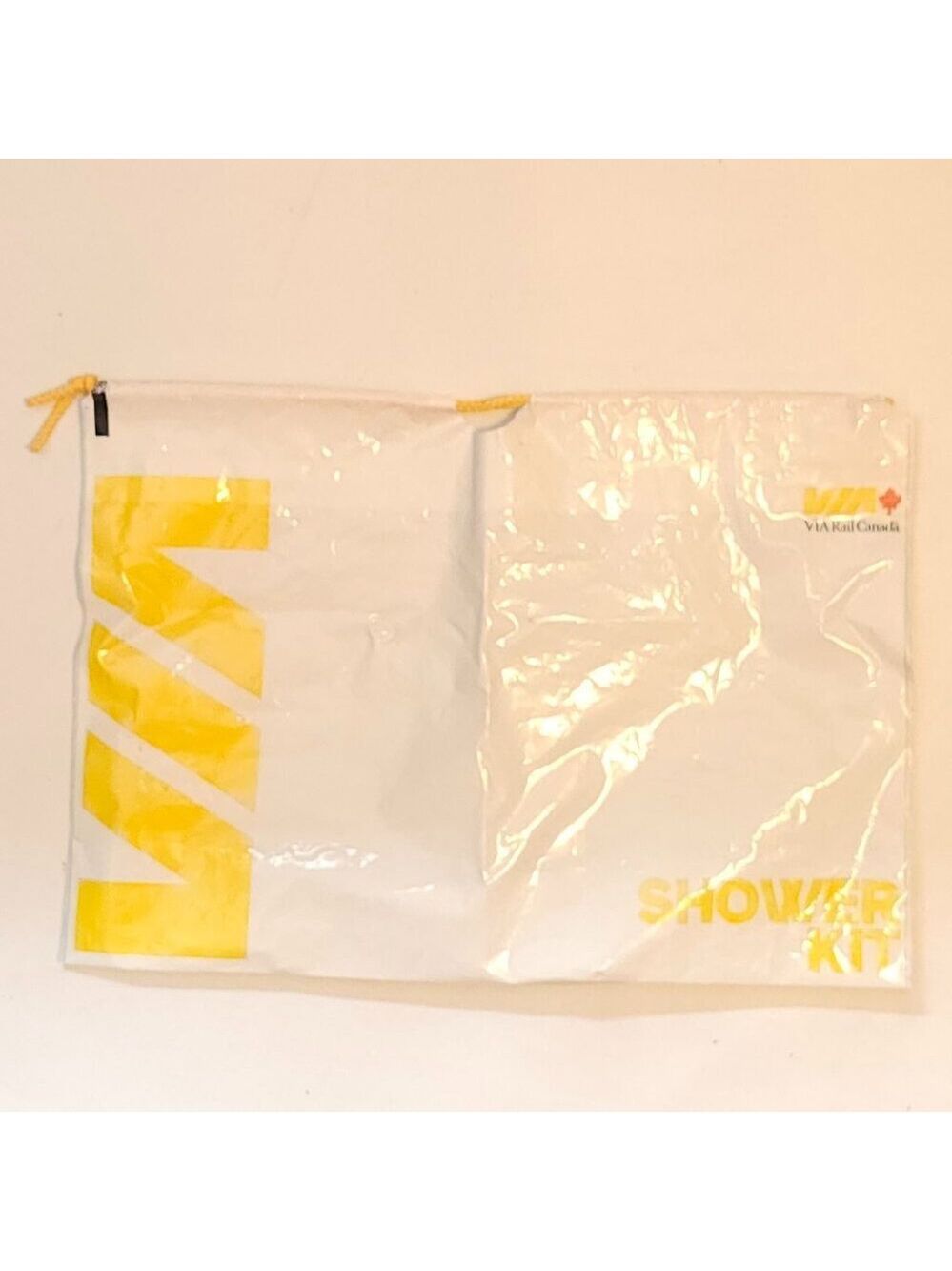 VIA RAIL Canada Shower Kit Bag Plastic Drawstring Bag